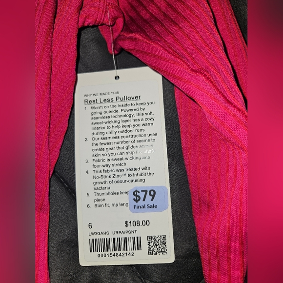 NWT Lululemon Rest Less Pullover Long Sleeve Top - Pink - Picture 3 of 8